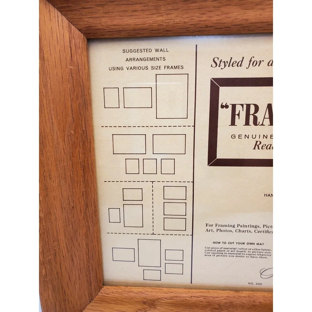 Vintage 1960s Metalcraft OAK Wood Picture Frame 8x10 Mid Century Wide Moulding